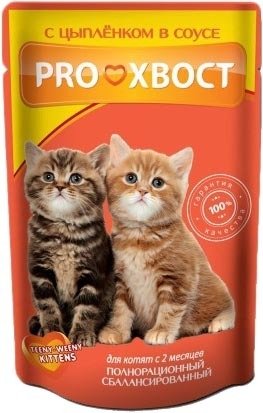 

Пресервы Proхвост для котят с цыпленком в соусе 0.085 кг