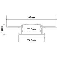 Алюминиевый профиль ЭРА Комплект с анодированным профилем под штукатурку ЭРА 6114 61х14мм 2.5м