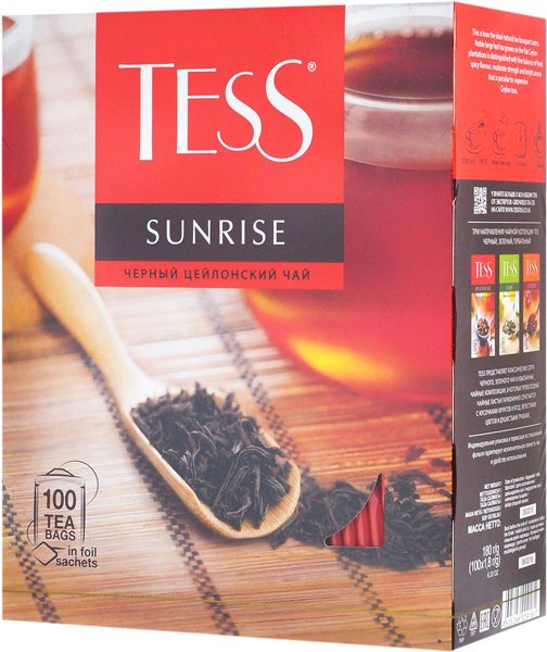 

Черный чай Tess Sunrise 100 шт