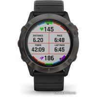 Умные часы Garmin Fenix 6X Pro Solar (титановый серый DLC/черный)