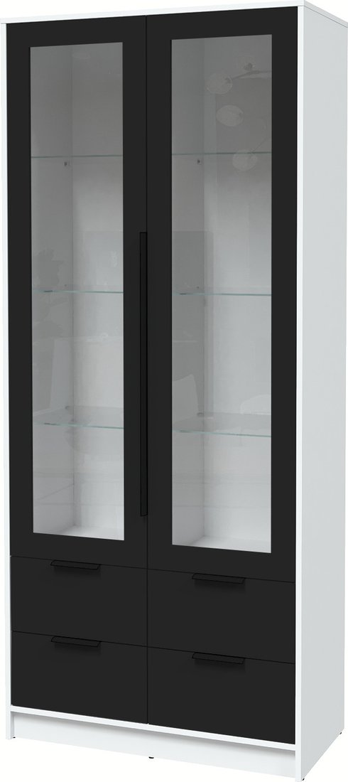 

Шкаф-витрина Интерлиния Концепт КТ-ШВ2 Глосс (белый платинум/черный)