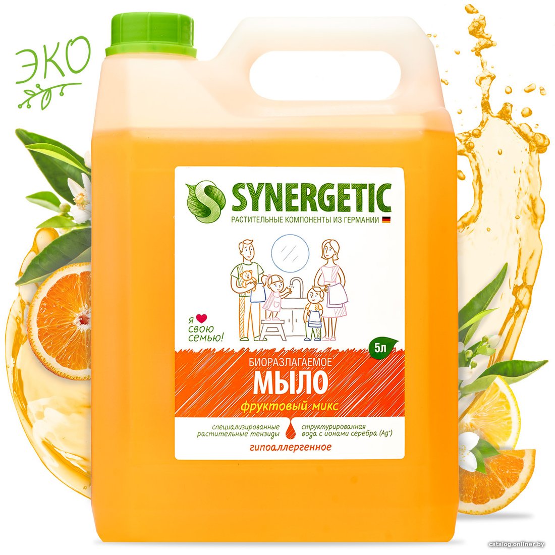 Synergetic Мыло жидкое для мытья рук и тела Фруктовый микс 5 л