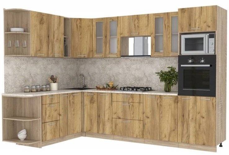 

Готовая кухня Интерлиния Мила 1.88x3.0 левая (дуб золотой-малага)