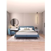 Кровать MONOFIX Лотти 160x200 (микровелюр/серый/голубой)