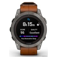 Умные часы Garmin Fenix 7 Pro Sapphire Solar (титан/каштановый, с кожаным и силиконовым ремешками)
