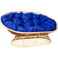 Садовый диван M-Group Мамасан 12850510 (бежевый ротанг/синяя подушка)