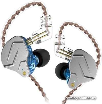 Наушники KZ Acoustics ZSN Pro (без микрофона, серебристый/синий)