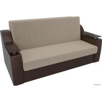 Диван Лига диванов Сенатор 160 106463 (микровельвет/экокожа, бежевый/коричневый)