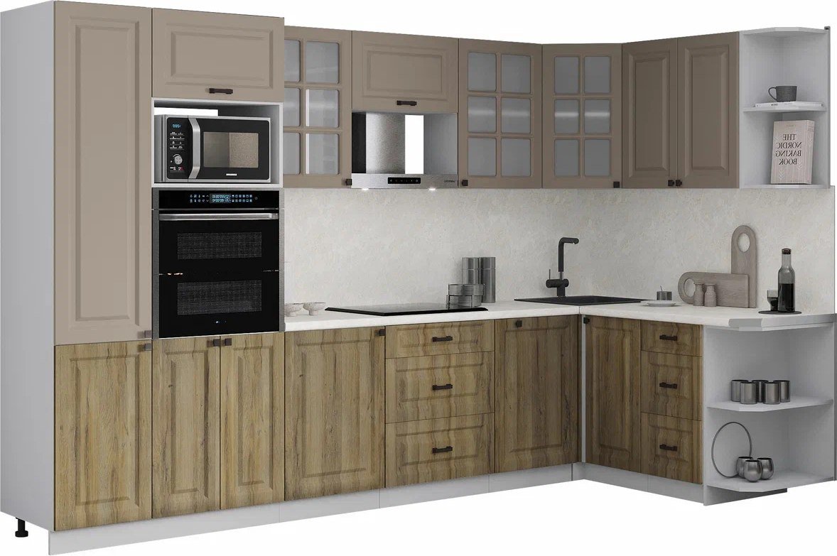 

Готовая кухня Интерлиния Мила Деко 1.68x3.2 PR (дуб вотан/луна/опал светлый)