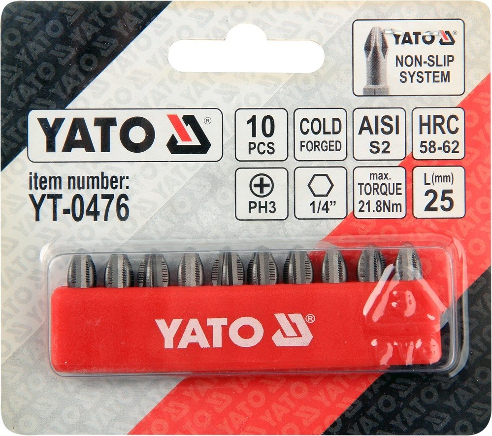 

Набор бит Yato YT-0476 (10 предметов)