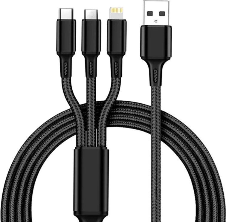 

Кабель USBTOP USB Type-A - USB Type-C/Lightning/microUSB (1.2 м, 5А, черный)