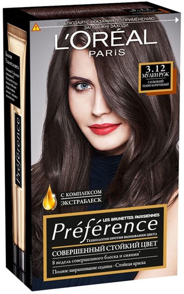 

Крем-краска для волос L'Oreal Recital Preference 3.12 Муленруж Глубокий темно-коричневый