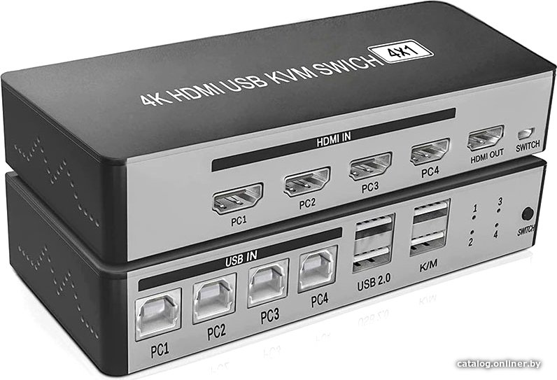 KVM переключатель USBTOP 4K HDMI USB Type-A/USB Type-B х4