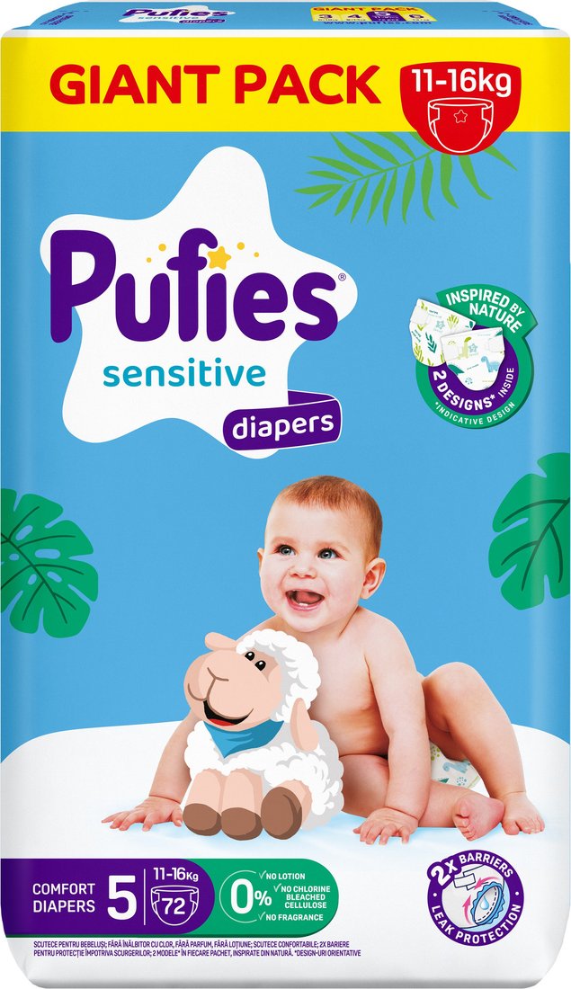 Подгузники Pufies Sensitive Junior 11-16кг (72 шт)