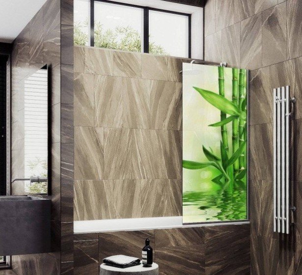 Стеклянная шторка для ванны MaybahGlass MGV-669-ФП018-5ш (хром матовый)
