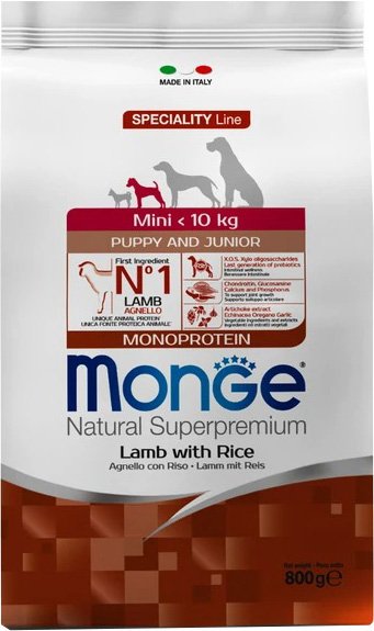 

Сухой корм для собак Monge Dog Speciality Line Monoprotein Mini ягненок с рисом (800 г)