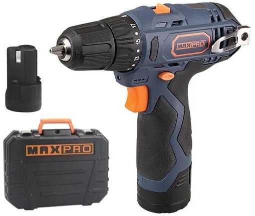 

Дрель-шуруповерт MAX-PRO MPCD12Li/2E (с 2-мя АКБ, кейс)