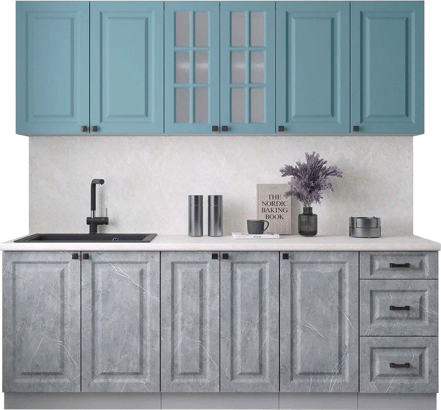 

Готовая кухня Интерлиния Мила Деко 2.2А (керамика/океан/опал светлый)