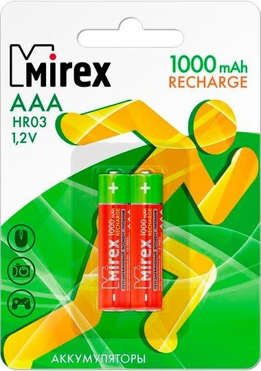 

Аккумулятор Mirex AAA 1000mAh 2 шт HR03-10-E2