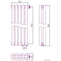 Стальной трубчатый радиатор Сунержа Эстет-11 EU50 1800х225 5 секций (матовое золото)