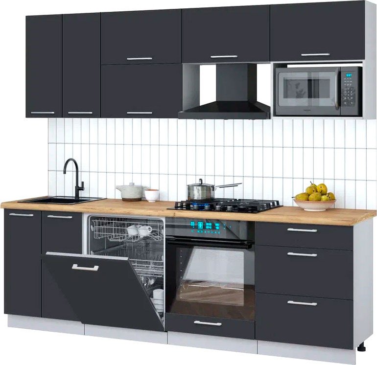 

Готовая кухня Интерлиния Мила Gloss 2.4-ПМ2 (пепел/пепел/дуб бунратти)