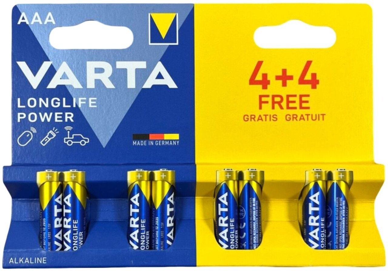 

Батарейка Varta Longlife Power LR03 BL4+4 1.5V AAA (8 шт)