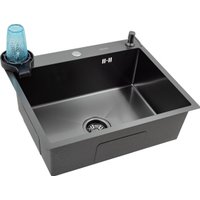 Кухонная мойка Futur FK 6050 Eco Embossing Pop-up Rinzer plus (Black Nano)