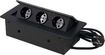 Блок розеток AKS Nova выдвижной (3 розетки, черный)