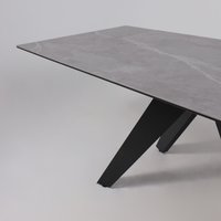 Кухонный стол Lepremo AV 2122 МДФ+керамика раздвижной 1400-2000x850 (серый матовый Larka Grey/черный)