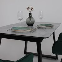 Кухонный стол Lepremo AV 1208 HPL+МДФ раздвижной 1200-1600x800 (мрамор марквина синий/черный)