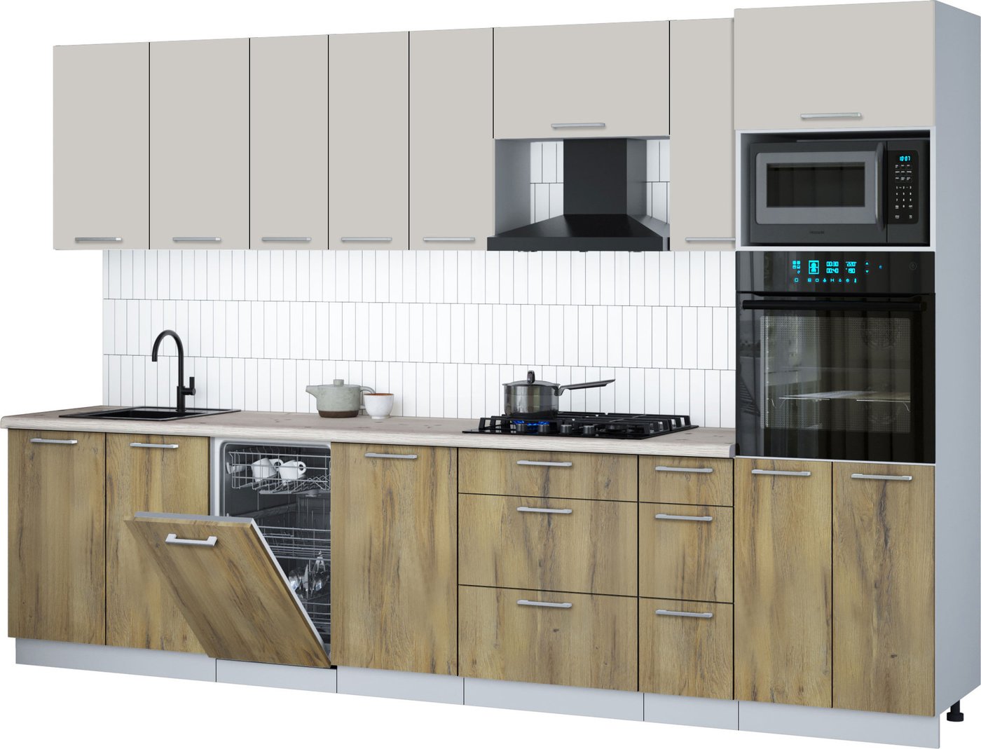 

Готовая кухня Интерлиния Мила Gloss 3.2-ПМ3 (дуб вотан/кашемир/бискайская сосна)