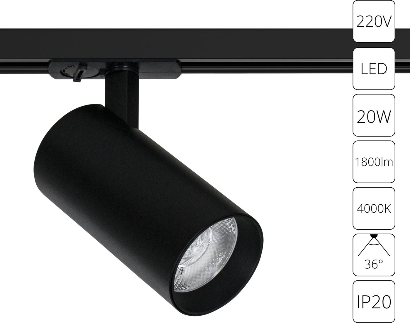 

Трековый светильник Arte Lamp Bene A1947PL-1BK