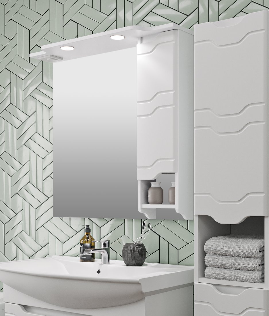 

Runo Шкаф с зеркалом для ванной Стиль 85 правый