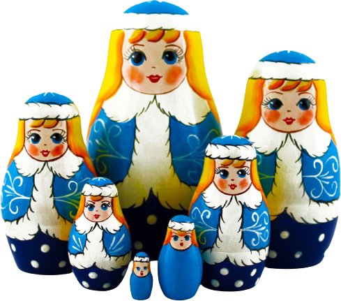 

Развивающая игра Брестская Фабрика Сувениров Новогодние матрешки для детей в виде снегурочки (набор 7 шт)