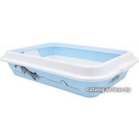 Туалет-лоток ZooExpress КИС большой 11043 (с рамкой с рисунком, цвет в ассортименте)