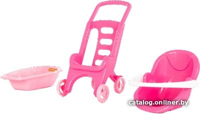 Коляска для кукол Полесье Pink Line 3х1 42842