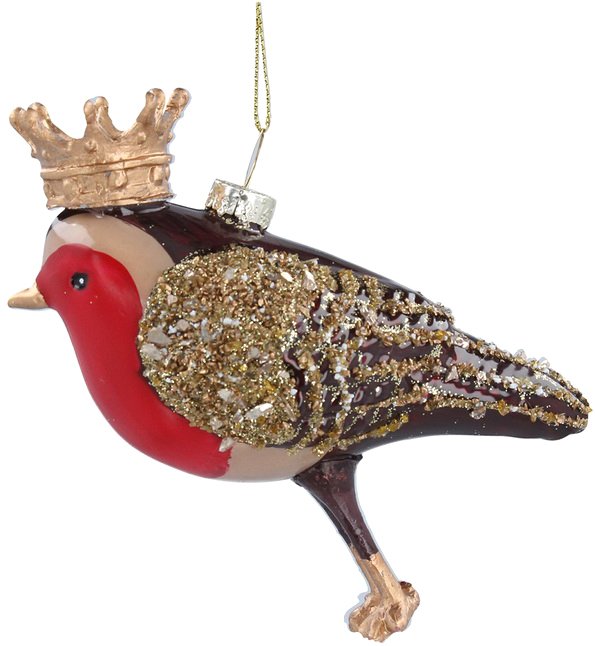 

Елочная игрушка Gisela Graham London Christmas. Снегирь в короне 866