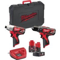  Milwaukee M12 M12BPP2B-421C 4933443497 (шуруповерт, винтоверт, 2 АКБ, кейс)