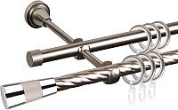 

Карниз для штор АС ФОРОС Grace D16K/16Г составной + наконечники Конус хром (2.8м, сатин)