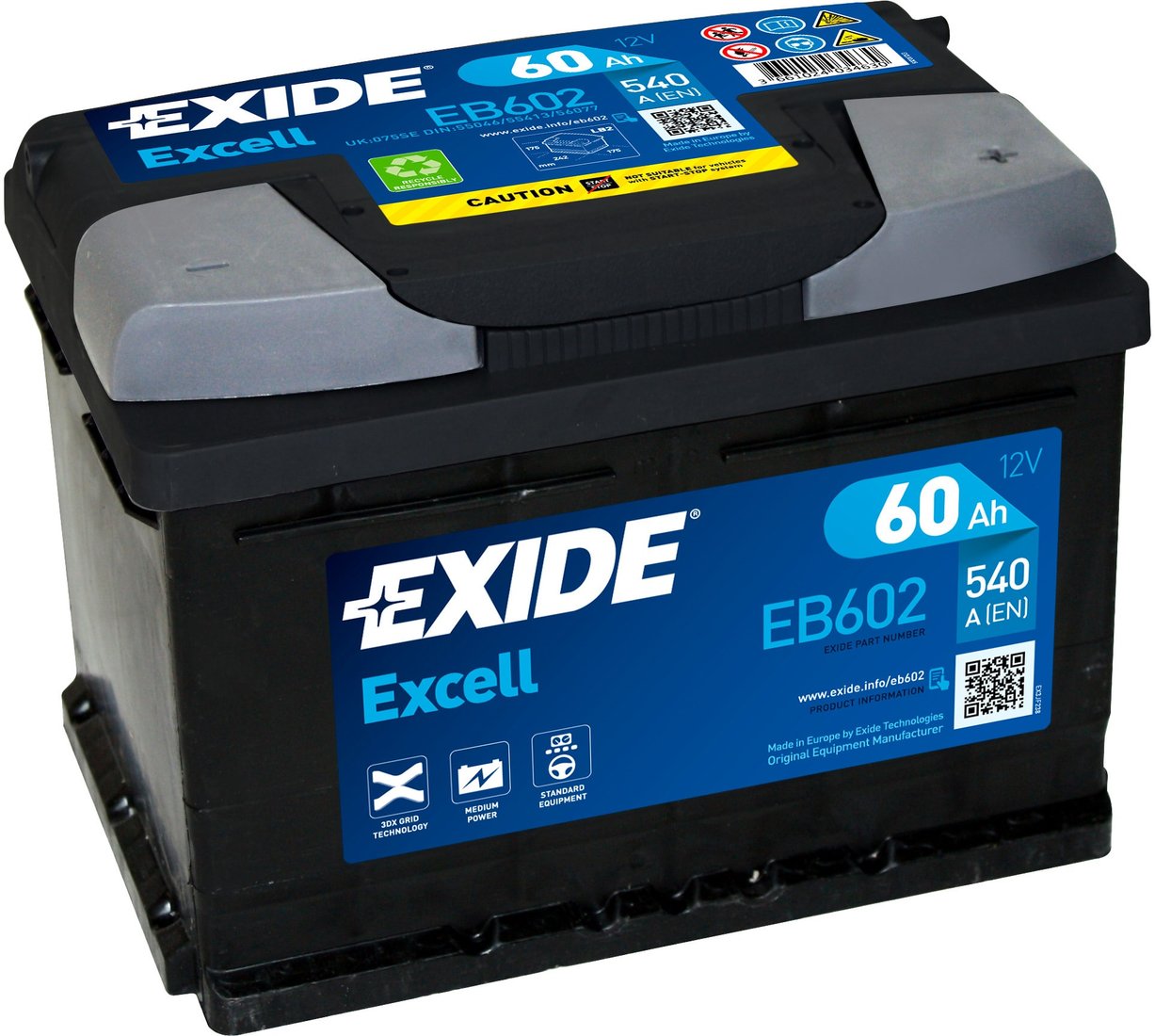 

Автомобильный аккумулятор Exide Excell EB602 (60 А·ч)