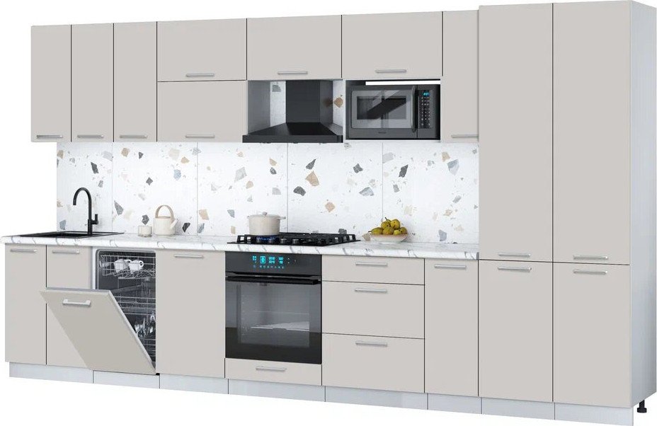 

Готовая кухня Интерлиния Мила Gloss 3.8-ПМ4 (кашемир/кашемир/белый гранит)