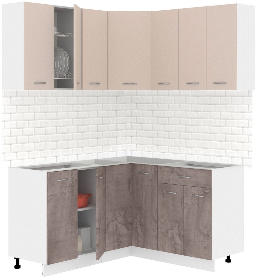 

Готовая кухня Кортекс-мебель Корнелия Лира 1.5x1.5 без столешницы (капучино/оникс)