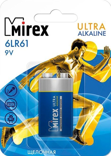 

Батарейка Mirex Ultra Alkaline 9V 6LR6-E1