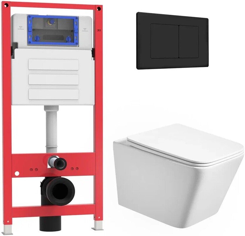 

Унитаз подвесной Oliveeka OL-MQ-003 + OL-5014 + OL-E12-MB (черный матовый)