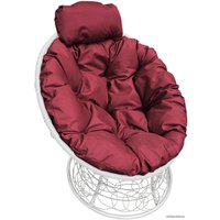 Кресло M-Group Папасан мини 12070102 (белый ротанг/бордовая подушка) в Витебске