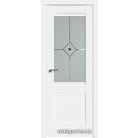 Межкомнатная дверь ProfilDoors Классика 2U L 90x200 (аляска/матовое с коричневым фьюзингом)