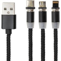 Кабель Sonnen Premium USB Type-A - microUSB/USB Type-C/Ligtning 513561 (1 м, черный)