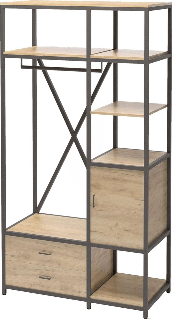 

Шкаф распашной Millwood Neo Loft ML-3/L (дуб золотой craft/металл черный)