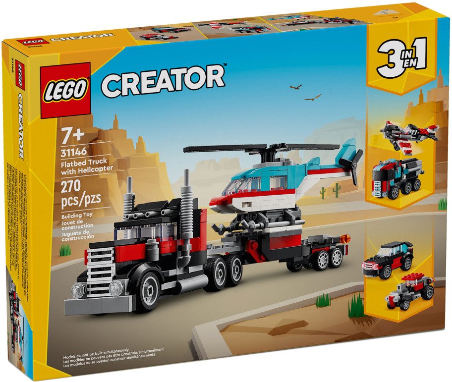 

Конструктор LEGO Creator 31146 Грузовик-платформа с вертолетом 3в1