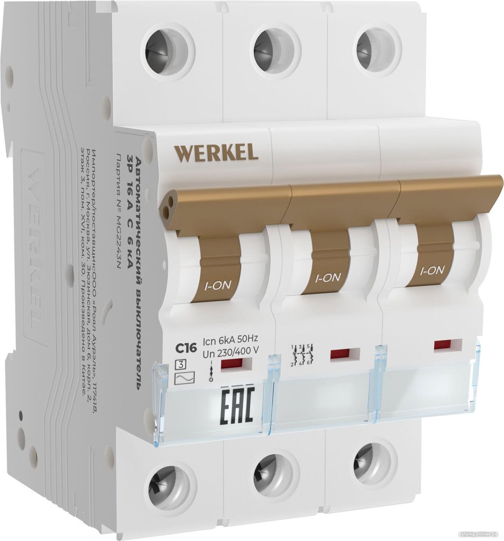 Выключатель автоматический Werkel 3P 16 A C 6 kА W903P166
